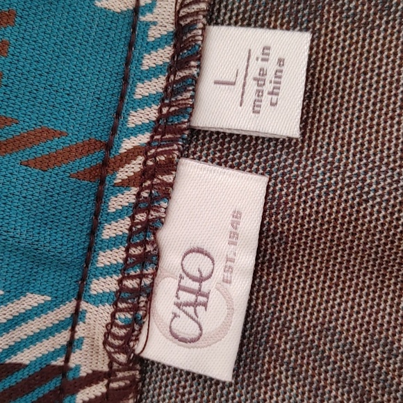 Cato Brown and Teal Plaid Fringe Skirt Size L - Picture 4 of 7